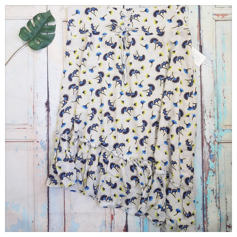 ELOQUII Plus Size Beige Floral Ruffle Corset Skirt